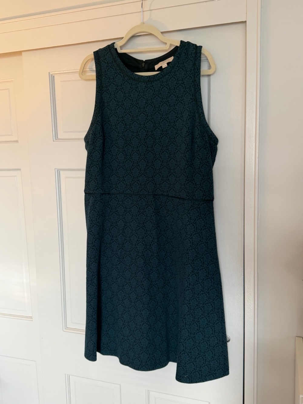 LOFT Teal and Black Patterned Dress